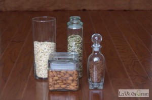 Recycled glass containers (jars, bottles)