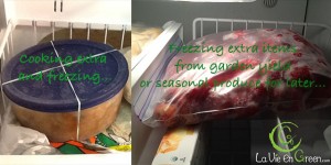 Cook extra or save seasonal produce or extra yield from your garden and freeze for later use to avoid food waste