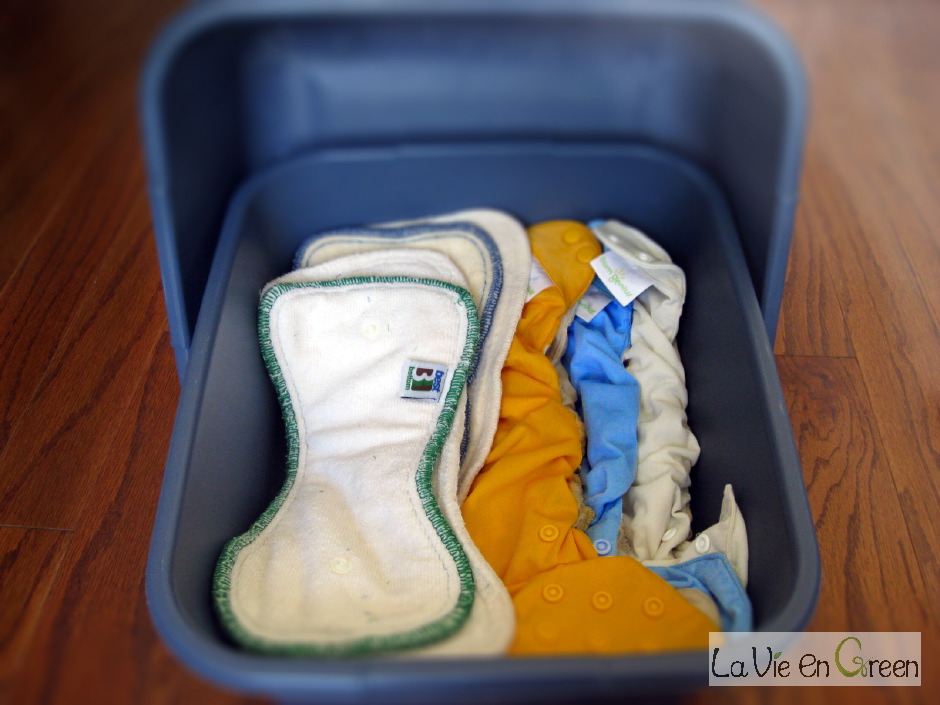 Cloth diapers storage options: pail or simple laundry basins
